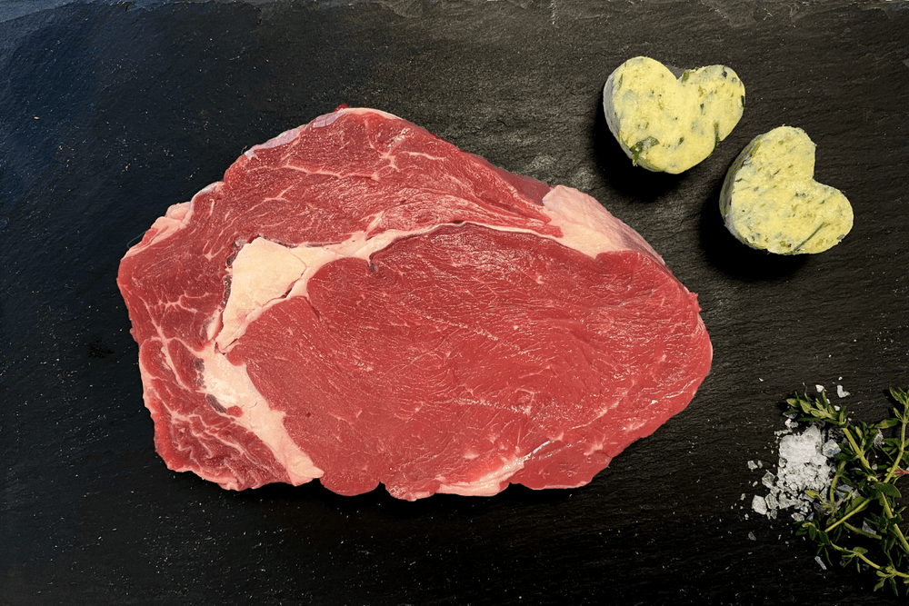 Sharing Ribeye Steak with Heart-shaped Garlic & Herb Butter - 21 Day Matured (420g) - JW Galloway